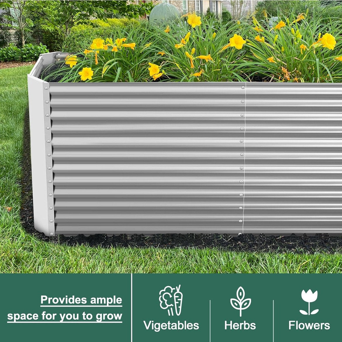 2x Land Guard 8x4x3ft Rectangular Galvanized Raised Garden