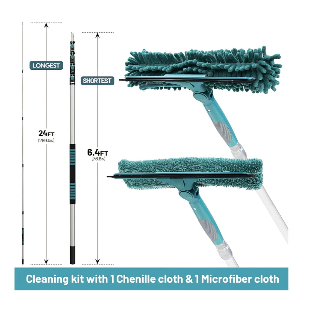 Window Cleaner Tool with 5-Stage Telescoping Pole Squeegee with 7-30 Ft Extension Pole