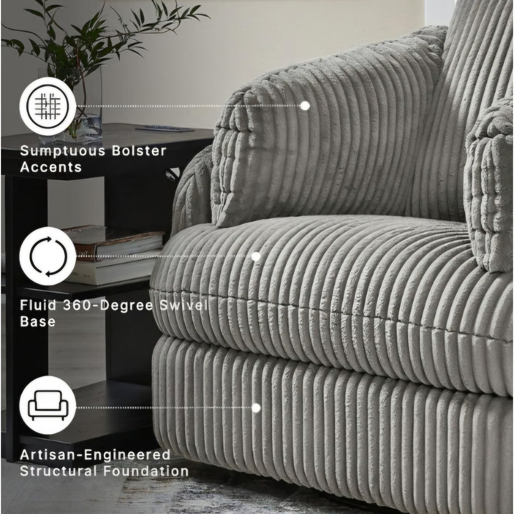 Signature Design by Ashley Tie-Breaker Swivel Glider Recliner, 2 Bolster Pillows, Hidden Storage