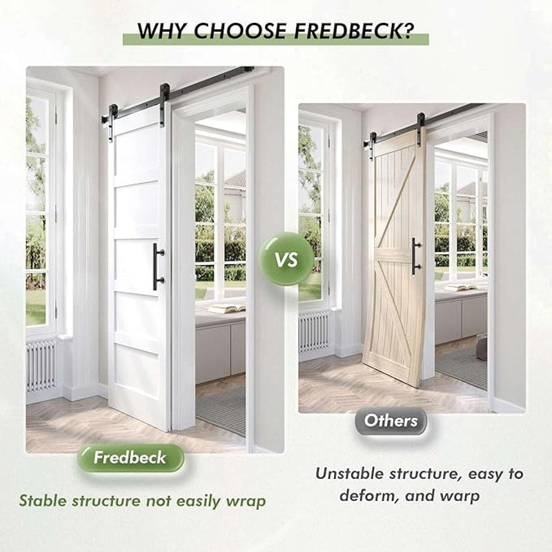 Fredbeck Double 18x84 inch White Barn Door with 6.6FT B, Hardware Kit Included, 36inch barn Door