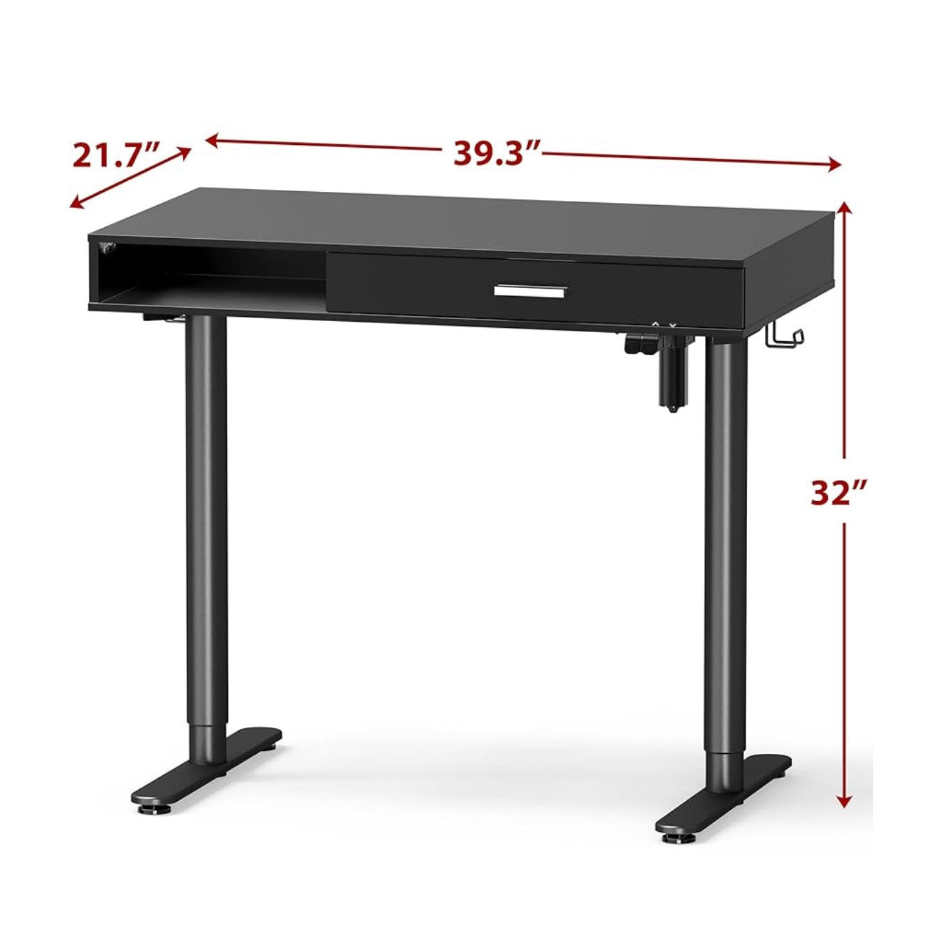 SHW 40-Inch Height Adjustable Claire Electric Standing Desk with Drawer, Black