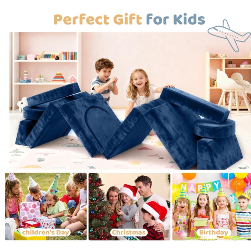 12pcs Modular Kids Play Couch, Convertible Toddler Sectional Sofa CPC Certified, Washable