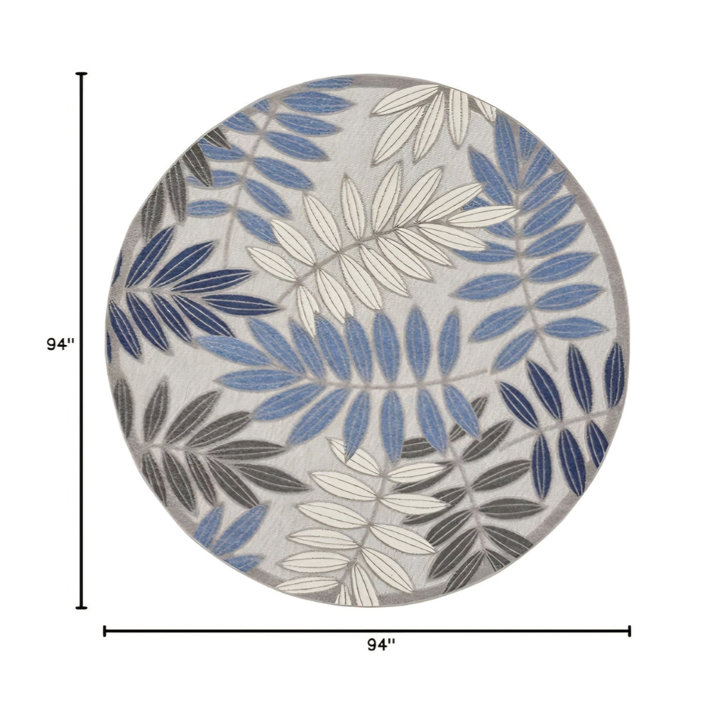 Nourison Home Aloha Indoor/Outdoor Grey/Blue 7’10” x Round Area Rug