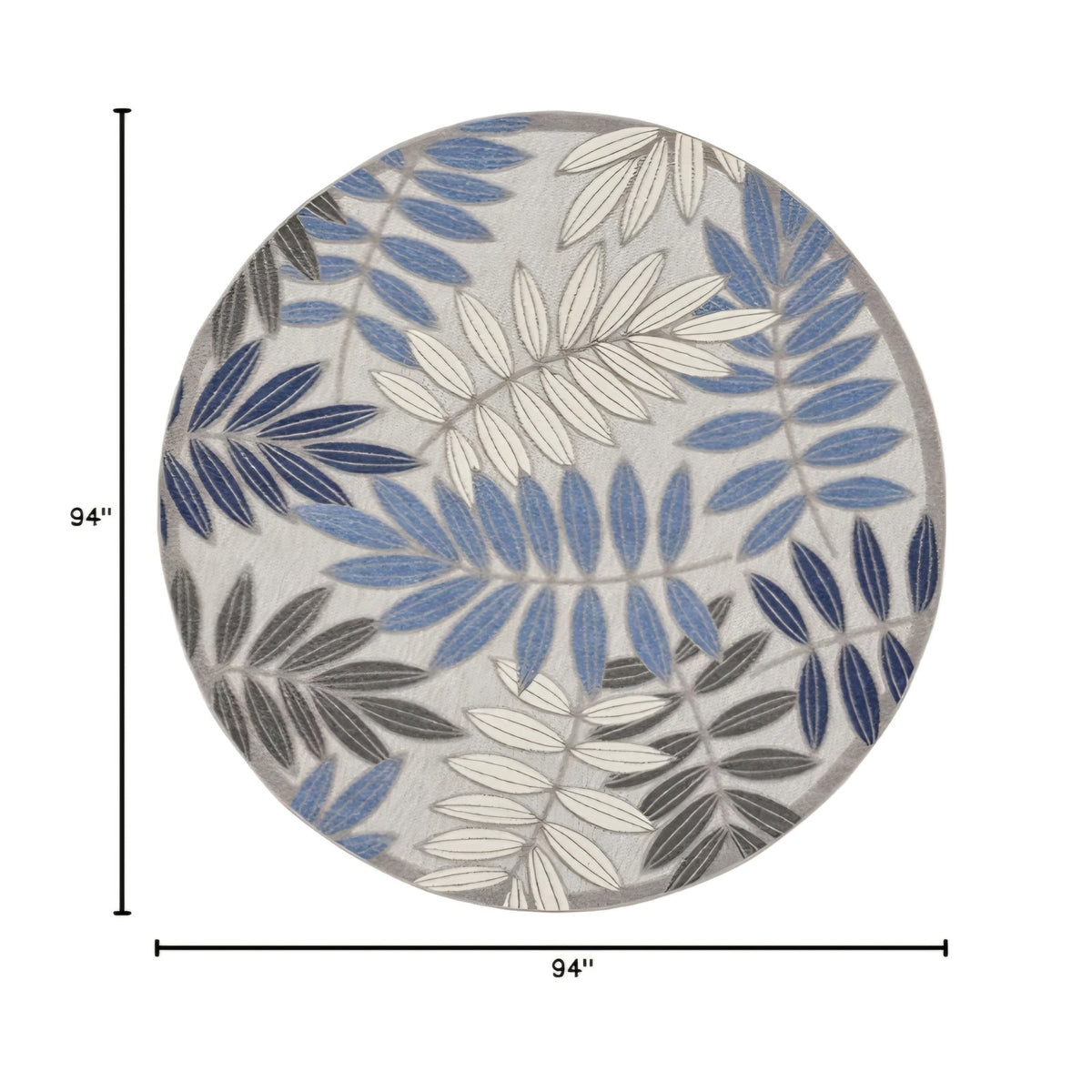 Nourison Home Aloha Indoor/Outdoor Grey/Blue 7’10” x Round Area Rug