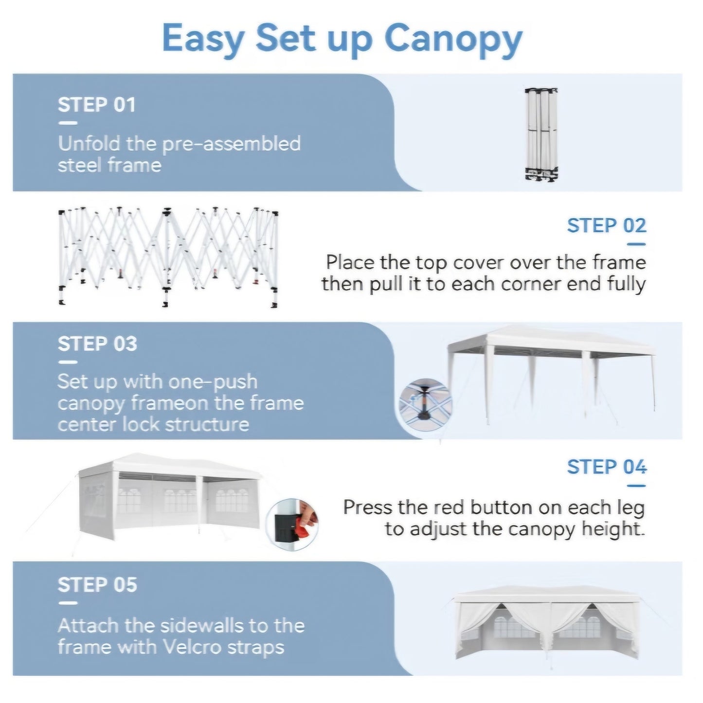 10x20 Pop Up Canopy Tent with Sidewalls, One-Push Instant Setup Waterproof Outdoor Canopy