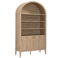Modway Nolan Tall Arched Storage Display Cabinet in Light Oak - 74 Inch Arch Bookshelf