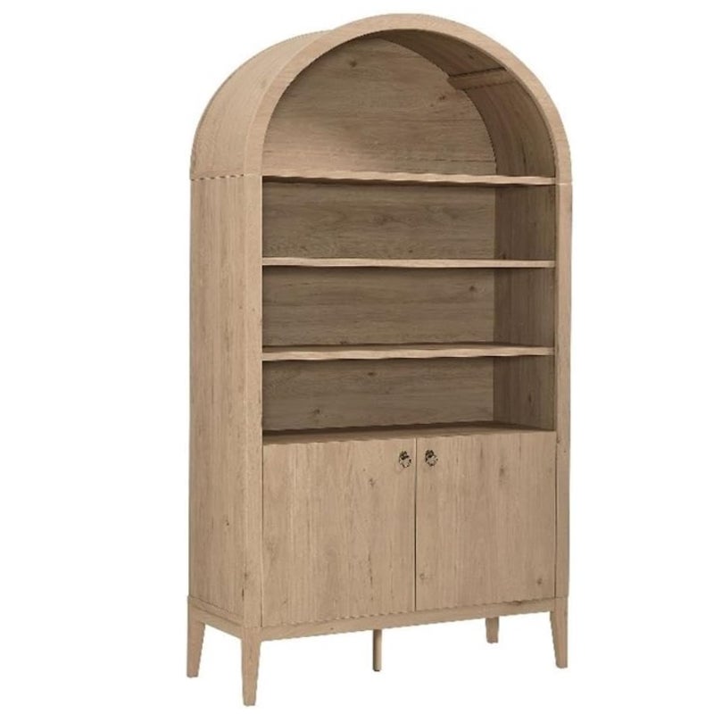 Modway Nolan Tall Arched Storage Display Cabinet in Light Oak - 74 Inch Arch Bookshelf