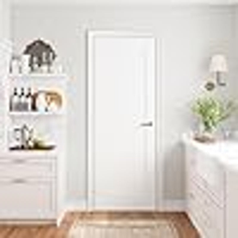 SmartStandard 28inx80in, Slab Door Solid Core French Doors Interior, White Primed, Without Hardware