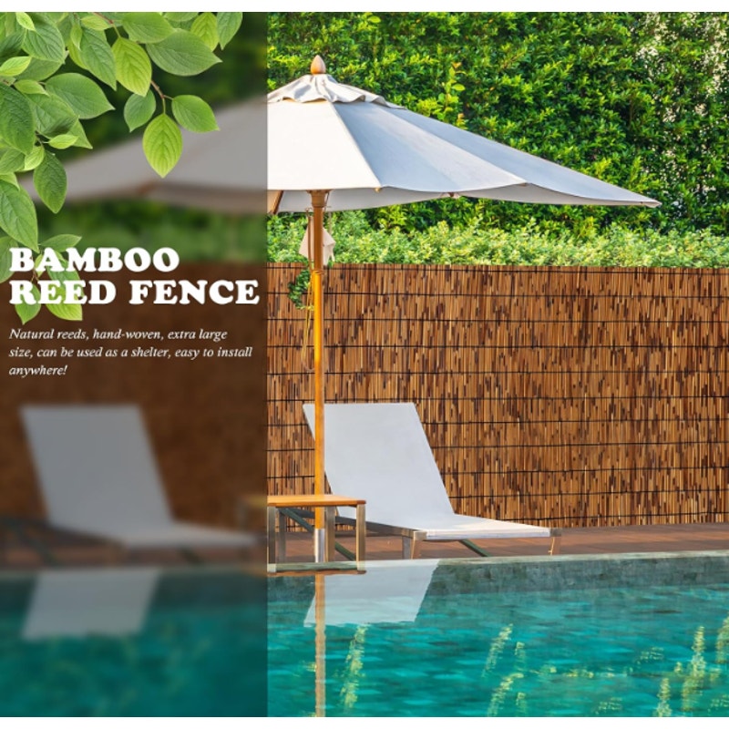 FENRUNXU Natural Bamboo Reed Fencing – 4FT x 16.4FT – Set of 2 Rolls