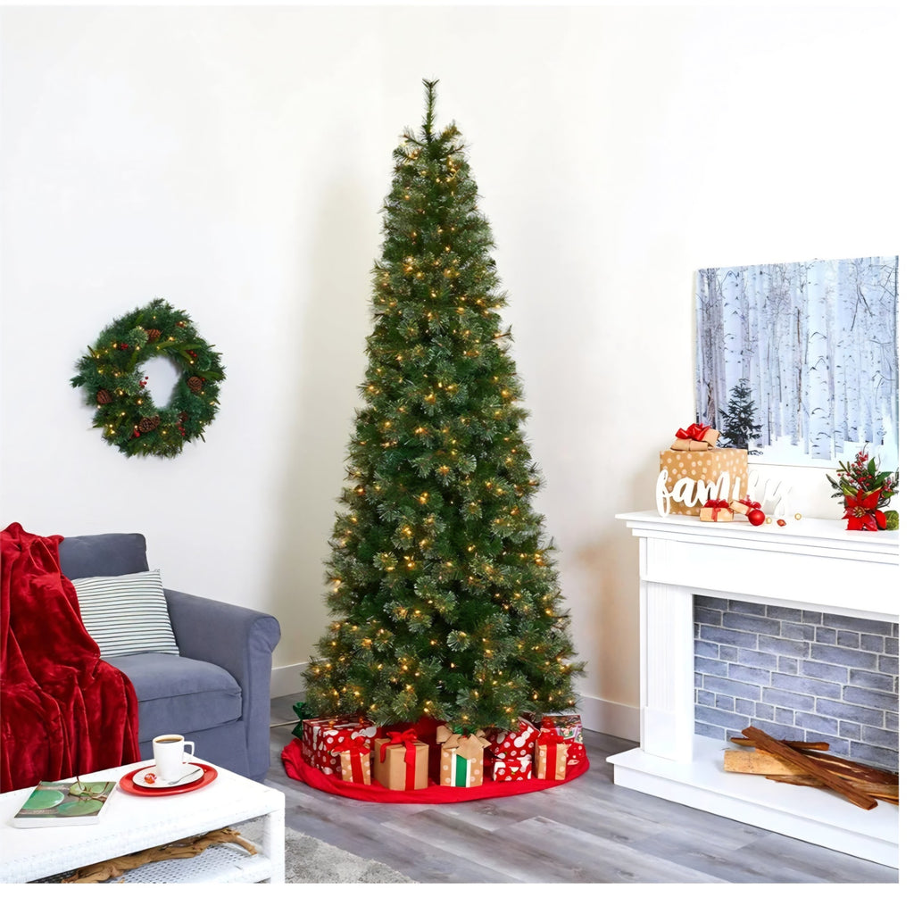 Nearly Natural 9ft. Cashmere Slim Artificial Christmas Tree with 550 Warm White Lights and 1308