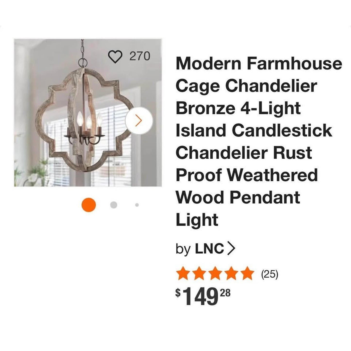 Modern Farmhouse Cage Chandelier Bronze 4-Light Island Candlestick Chandelier Rust Proof Weathered W