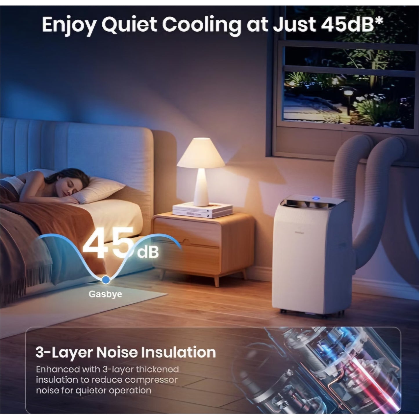 Gasbye Dual Hose Portable Air Conditioners, 12,000 BTU Portable AC Cools Up to 450 Sq.Ft