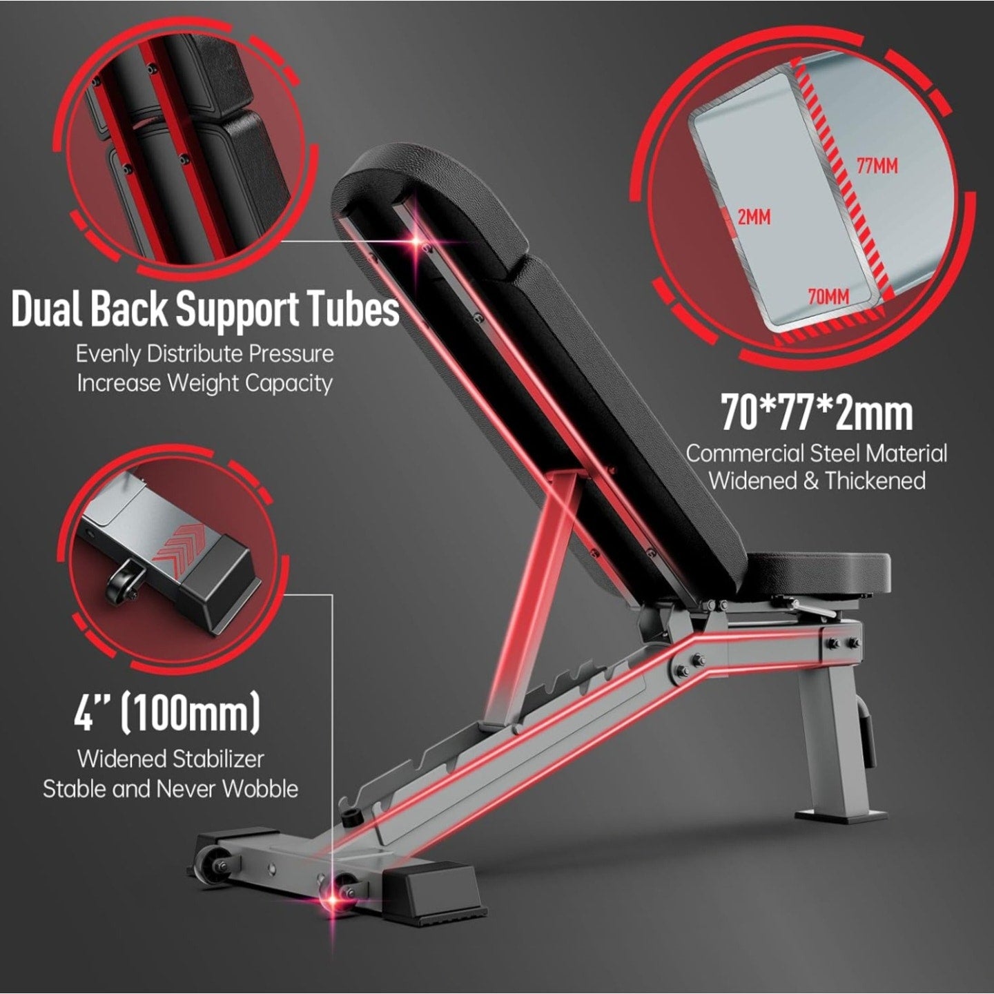 JOROTO Weight Bench, 1700LB Adjustable Workout Bench Press, Strength Training Benches for Home Gym