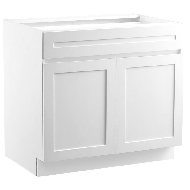 White Shaker Base Cabinet with Drawer 30-Inch Unassembled Drawer 30" W x 24" D x 34.5" H