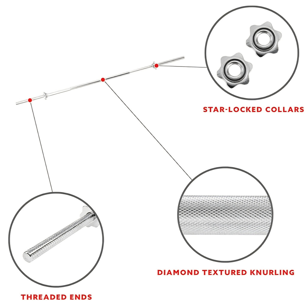 Sunny Health & Fitness 60-Inch Chrome Barbell Bar or High-Density Foam Barbell Pad – Strength
