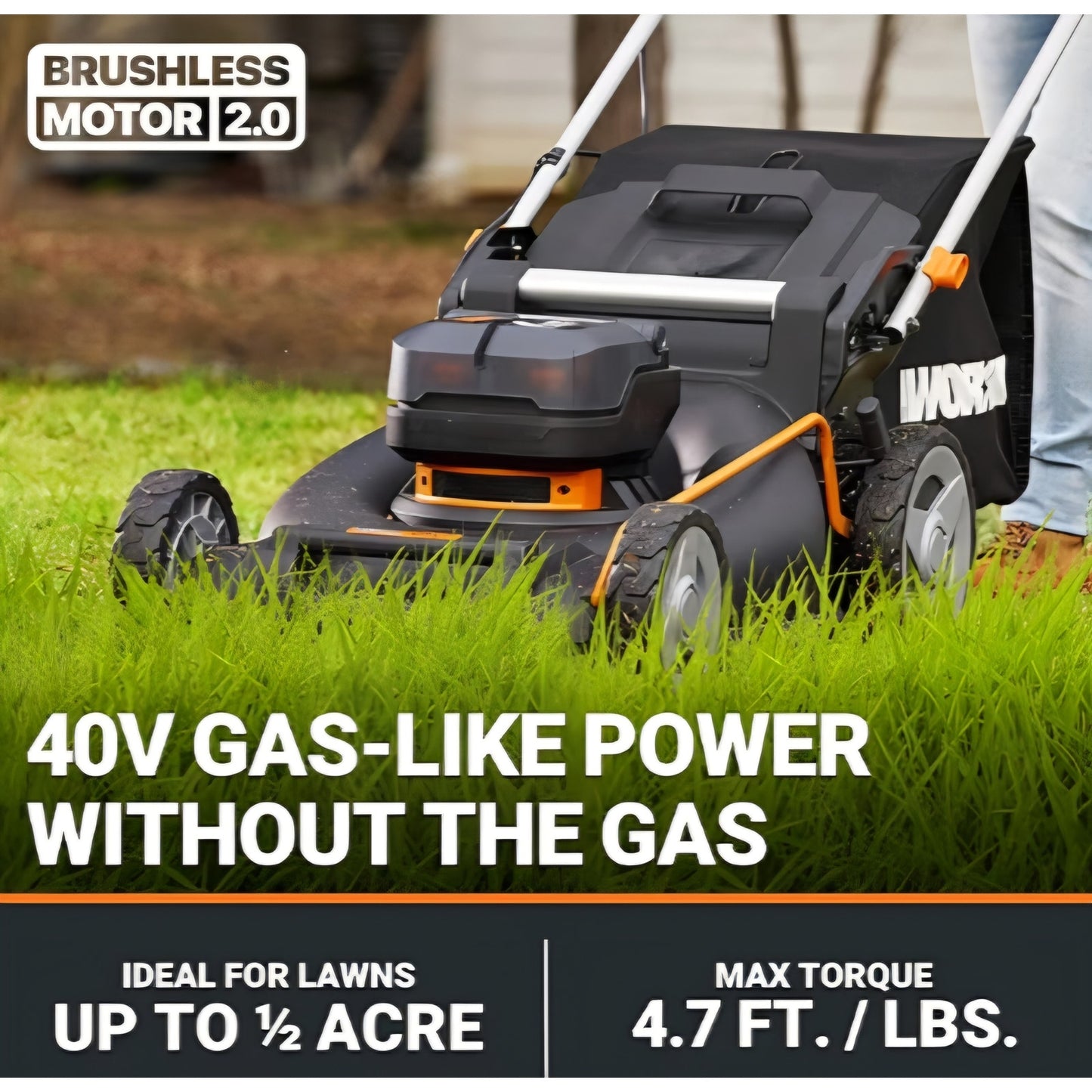 Nitro 21" Cordless Lawn Mower, Brushless Electric Mower for 1/2 Acre, Push Lawn Mower