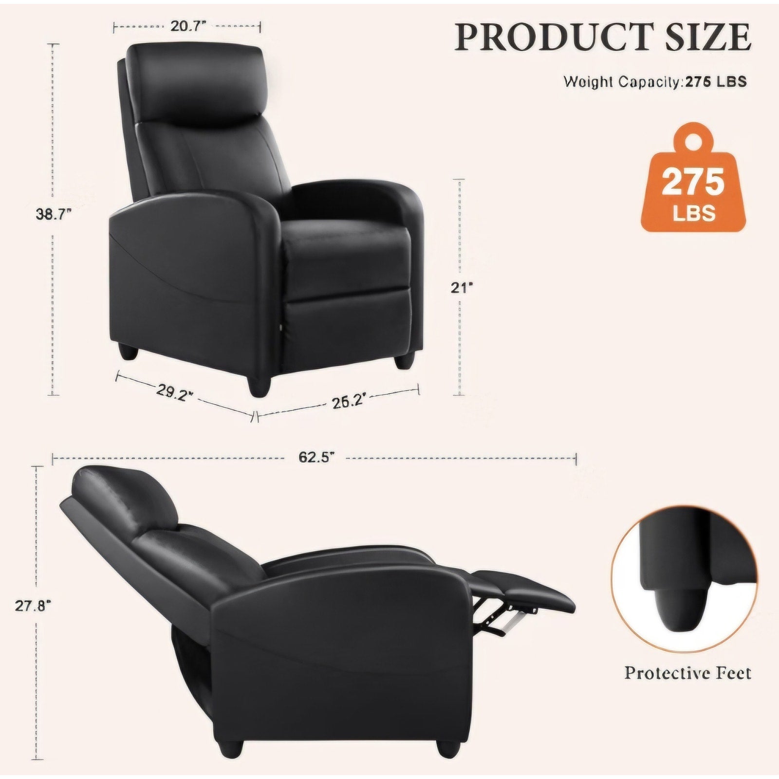 Sweetcrispy Massage Recliner Chair for Adults, Adjustable Home Theater Seating with Lumbar