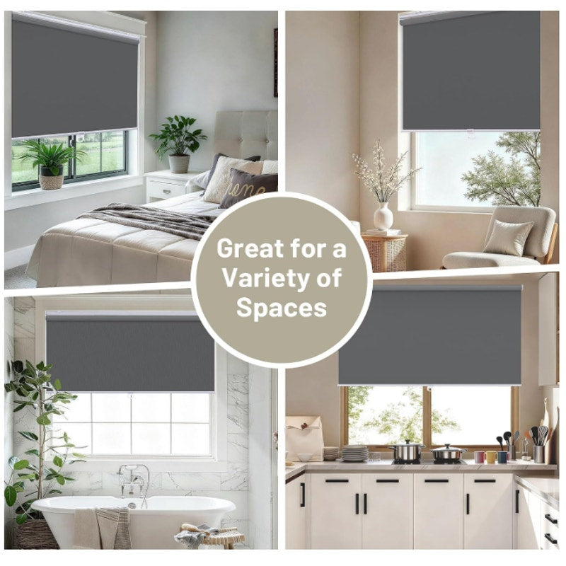 SUNOFF 35" W x 72" H, Grey Blackout Cordless Roller Shades Blinds