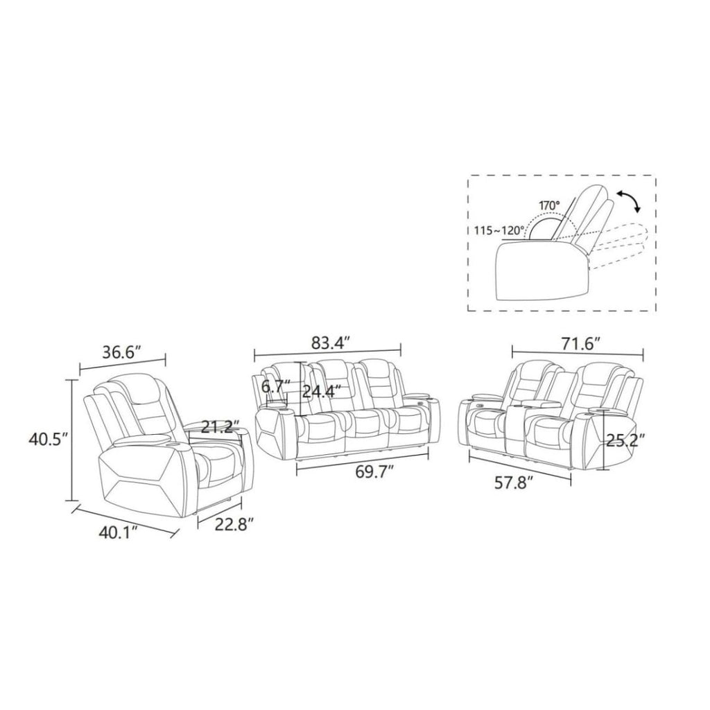 Electric Power Recliner Sofa Living Room Furniture, Comfy Home Theater Breathing Leather Seating