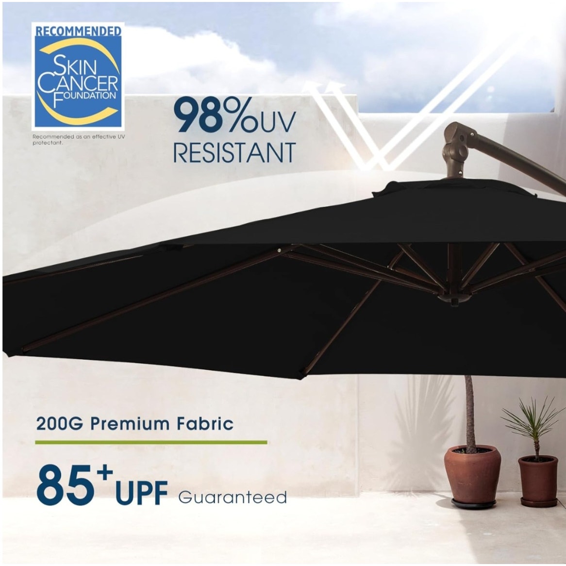 10ft Patio Umbrella with Base Included, Outdoor Offset Cantilever Umbrella, Crank and Cross Base,