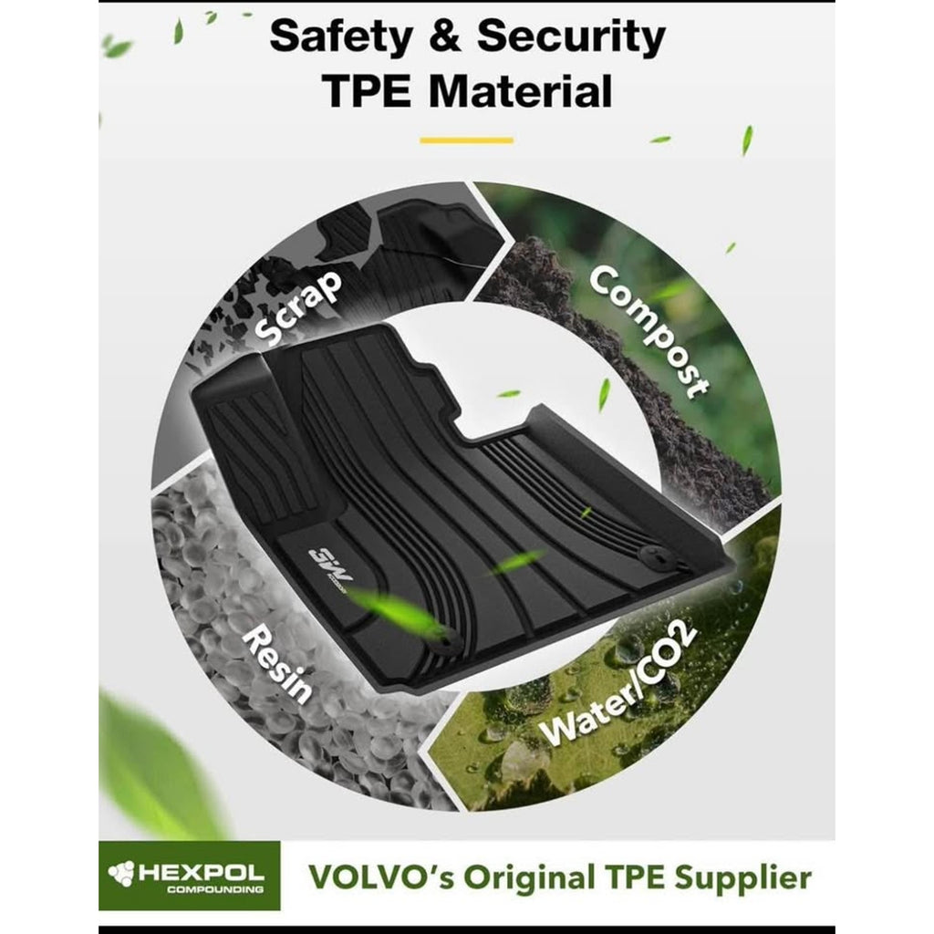 3W Floor Mats Fit 2021-2023 Hyundai Santa Fe (Only for Hybrid), TPE All Weather Custom Fit Car Floor