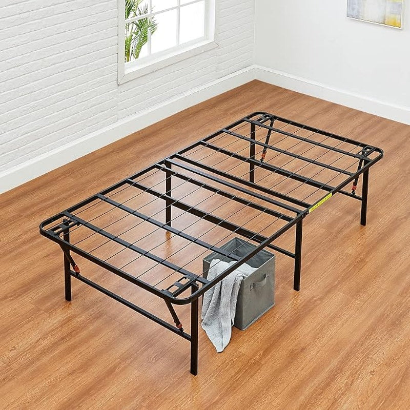 Amazon Basics Foldable Metal Platform Bed Frame, 18 In High, No Box Spring Needed, Twin Size, Black