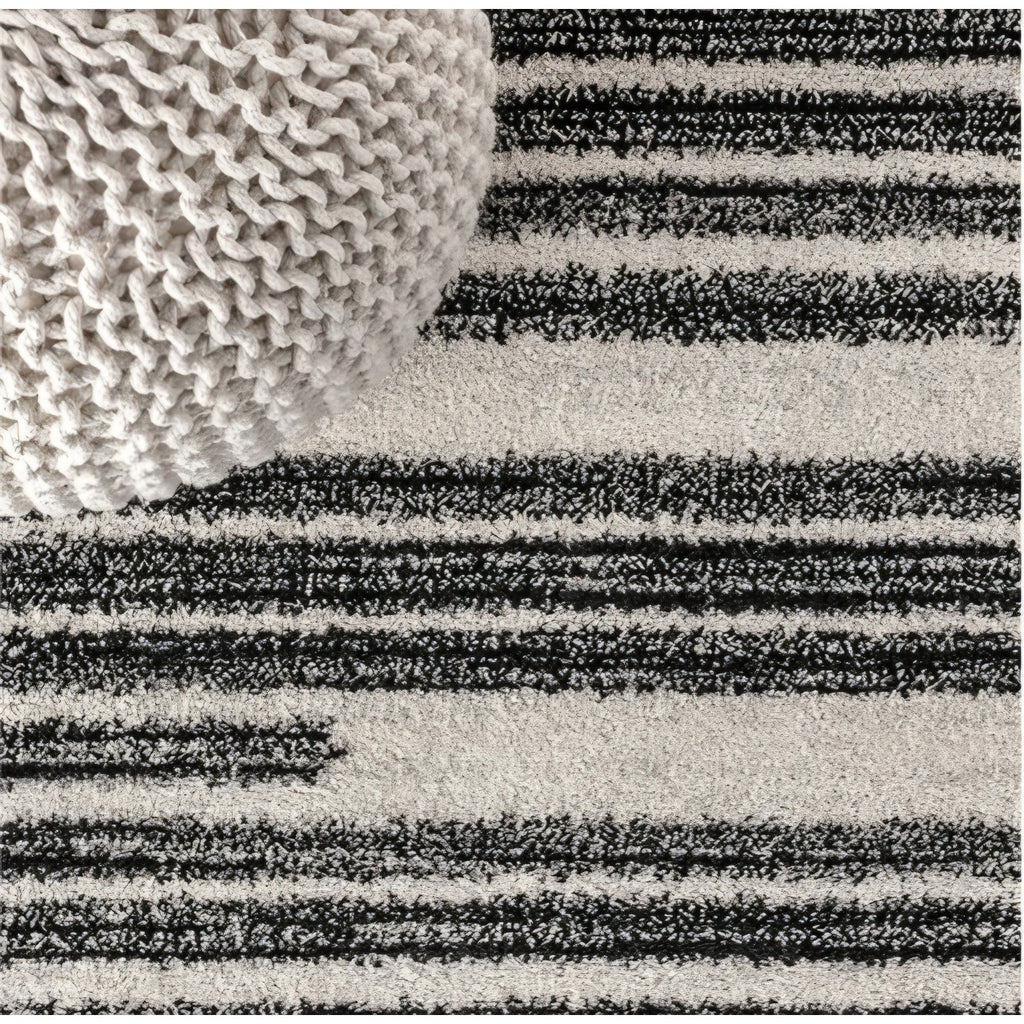 JONATHAN Y Khalil Modern Berber Stripe Cream/Black 7' Round Indoor Area Rug