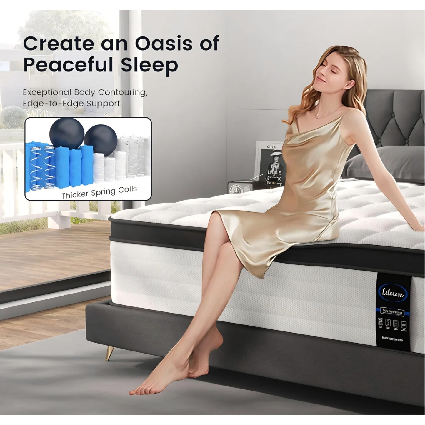 King Mattress, 12 Inch Hybrid King Size Mattress, Medium Firm Memory Foam and Pocket Springs,