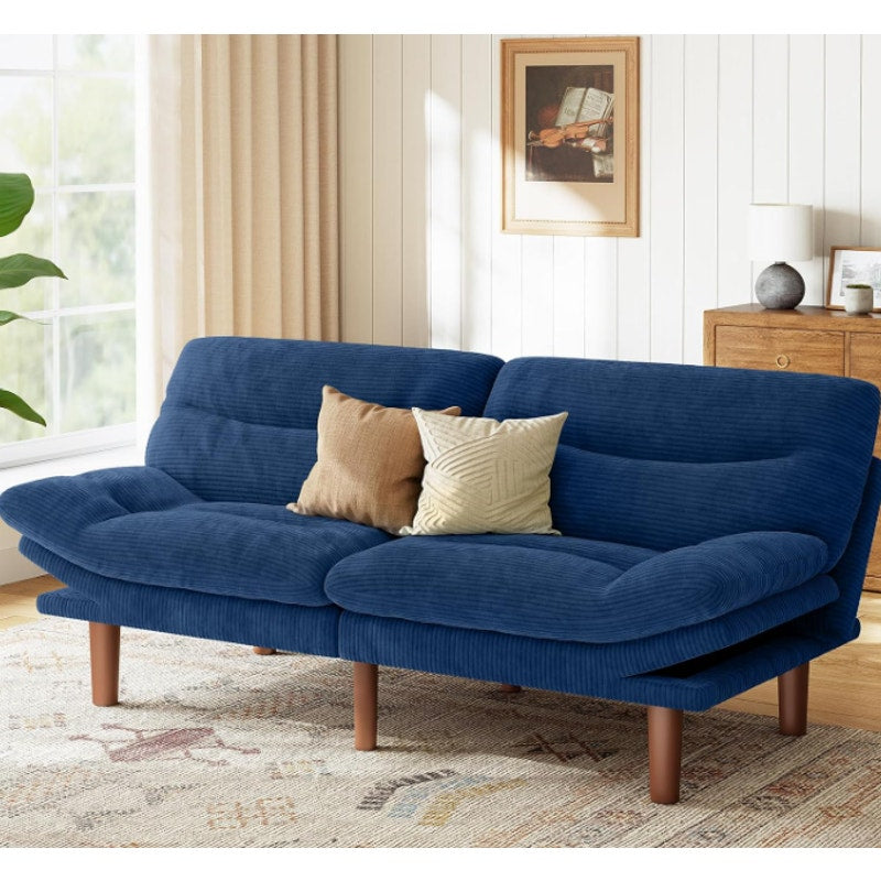 Marsail 66.02" Futon Sofa Bed, Convertible Corduroy Futon Couch with Adjustable Backrest & Armrests