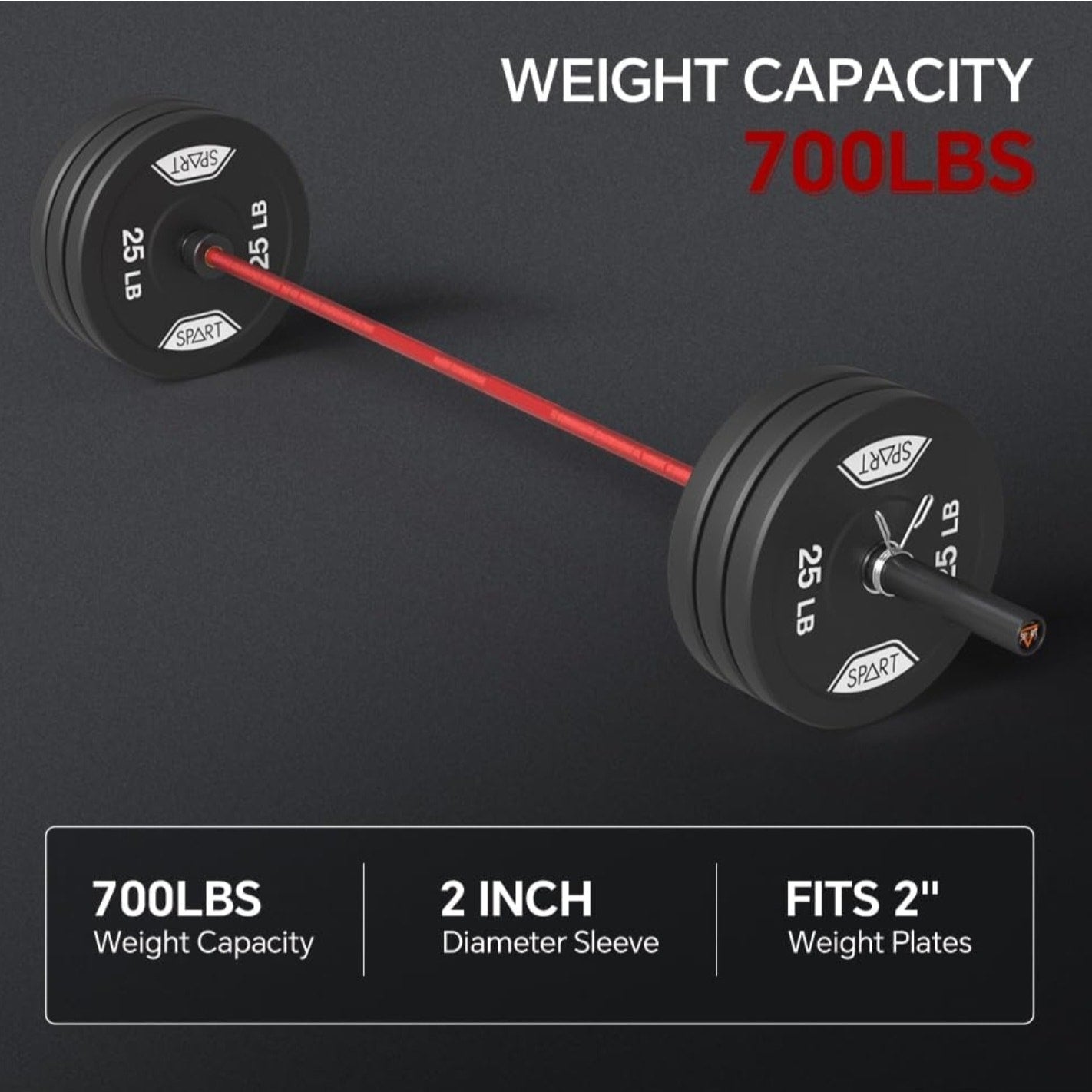 7FT Olympic Barbell Bar with Weight Plate Set Combo, Solid Olympic Bar with Bearings, 700Lbs