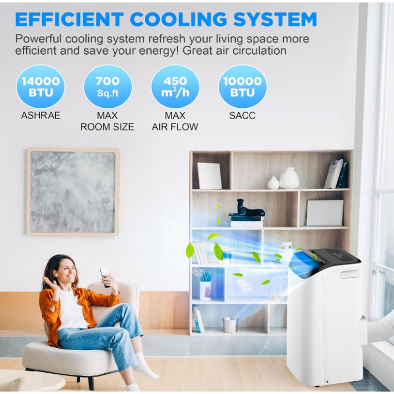 14000 BTU Portable Air Conditioners with Remote Control, 3-in-1 Free Standing Cooling AC Unit