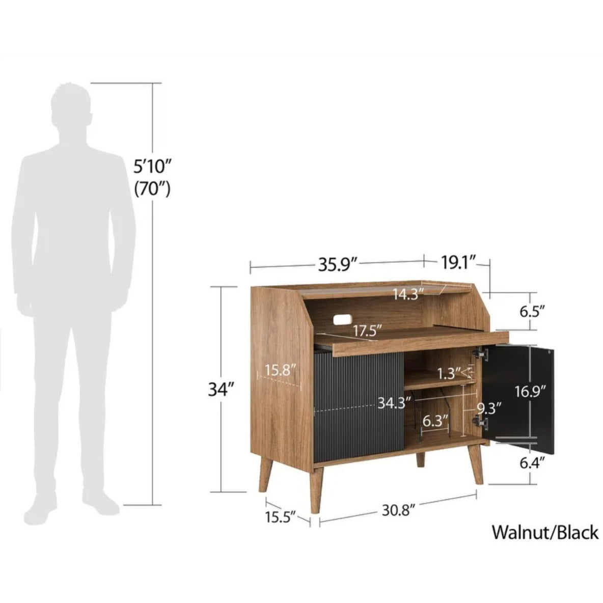 Modern record player cabinet with storage