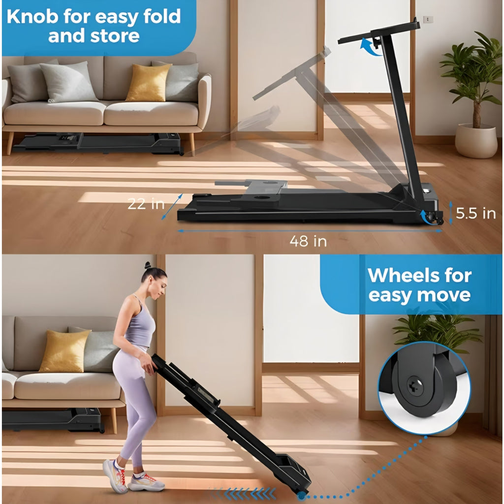 AoraPulse Portable Foldable for Home, Small Folding Treadmill for Home Office with 300 LBS Capacity