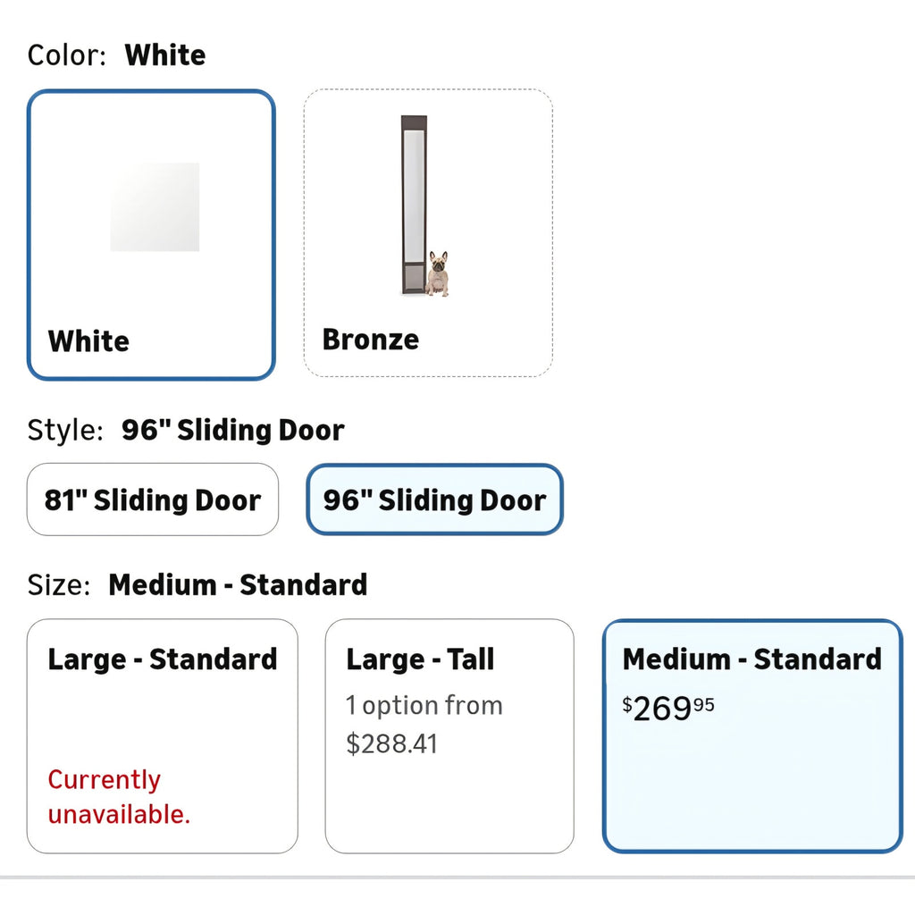 Medium-Sliding Glass Pet Door for Dogs & Cats - Adjustable Height 91 7/16" to 96"