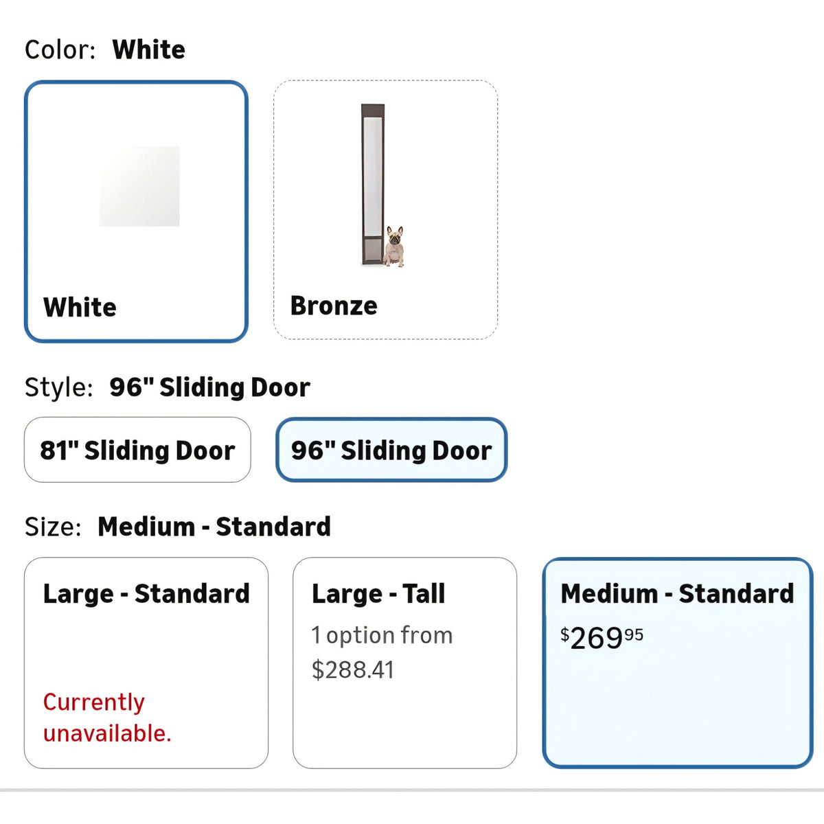 Medium-Sliding Glass Pet Door for Dogs & Cats - Adjustable Height 91 7/16" to 96"