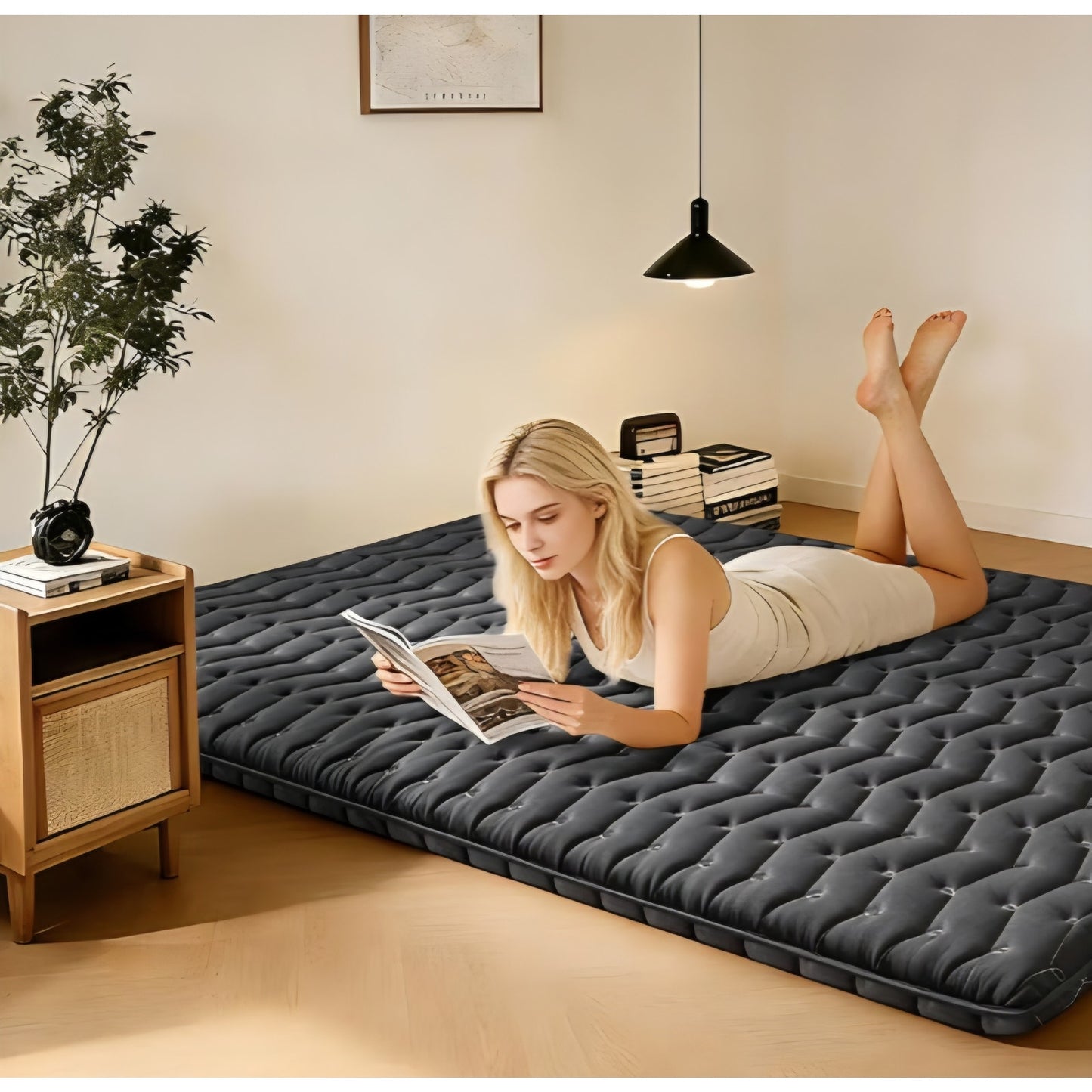 Premium Foam 3.2" Thick Japanese Futon Floor Mattress - Full Size 54"x80" 100% High-Density Foam