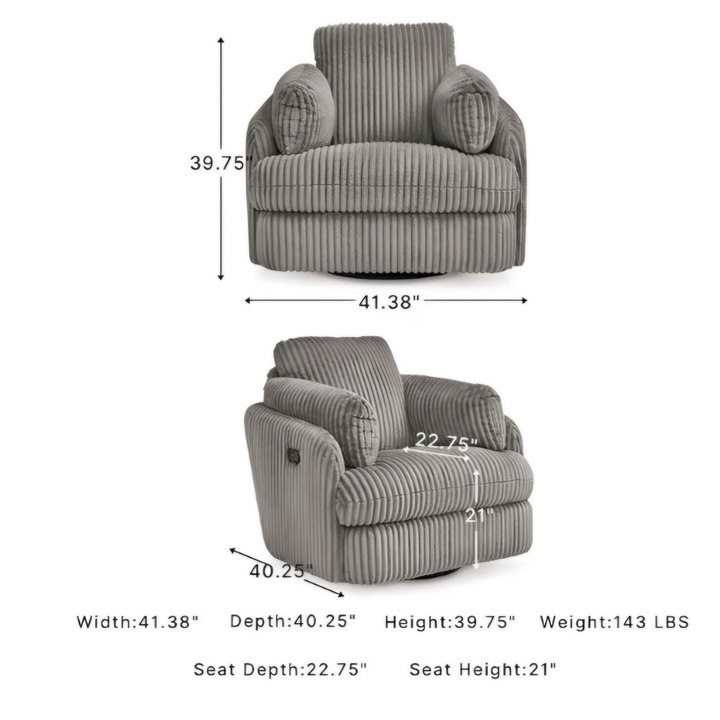 Signature Design by Ashley Tie-Breaker Swivel Glider Recliner, 2 Bolster Pillows, Hidden Storage