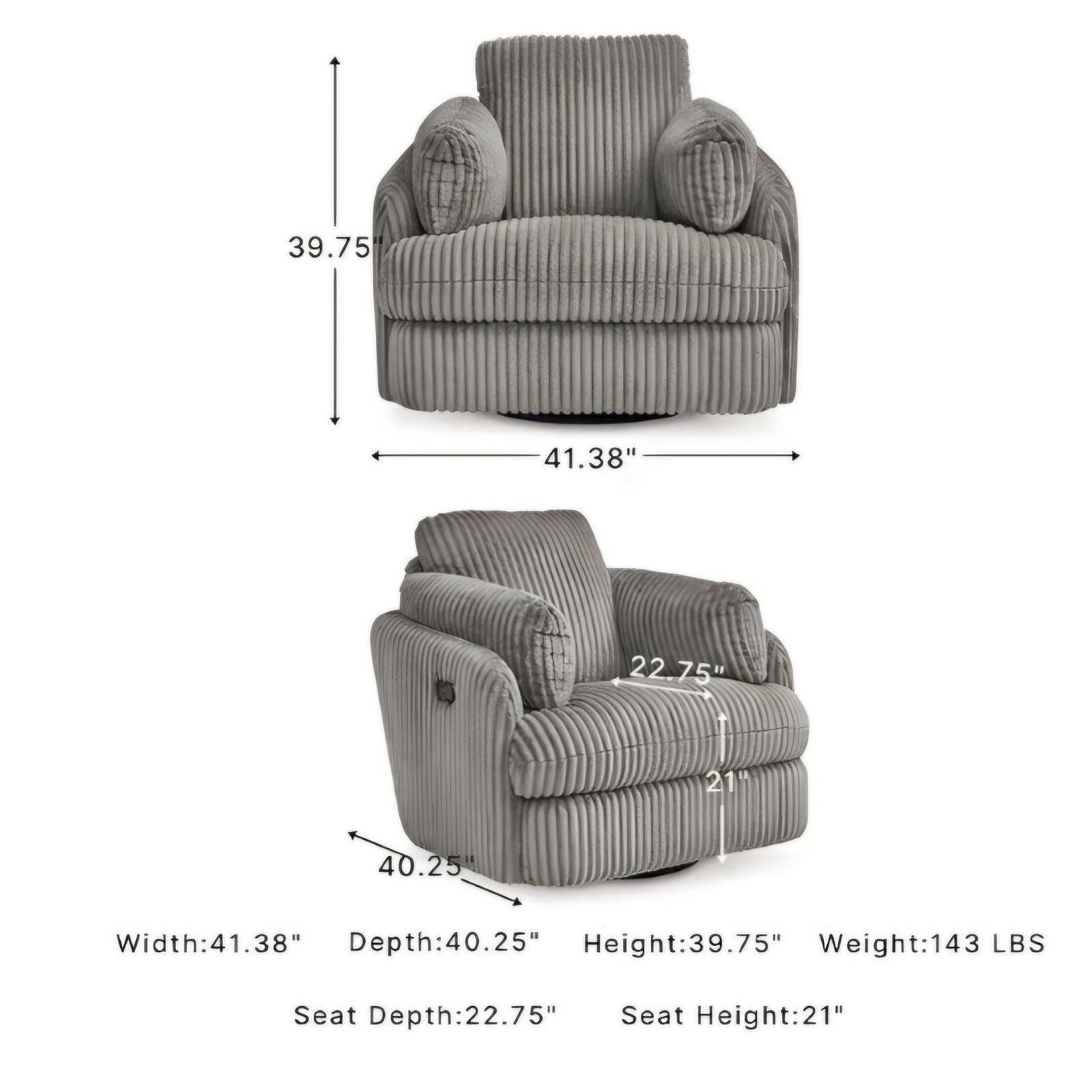 Signature Design by Ashley Tie-Breaker Swivel Glider Recliner, 2 Bolster Pillows, Hidden Storage