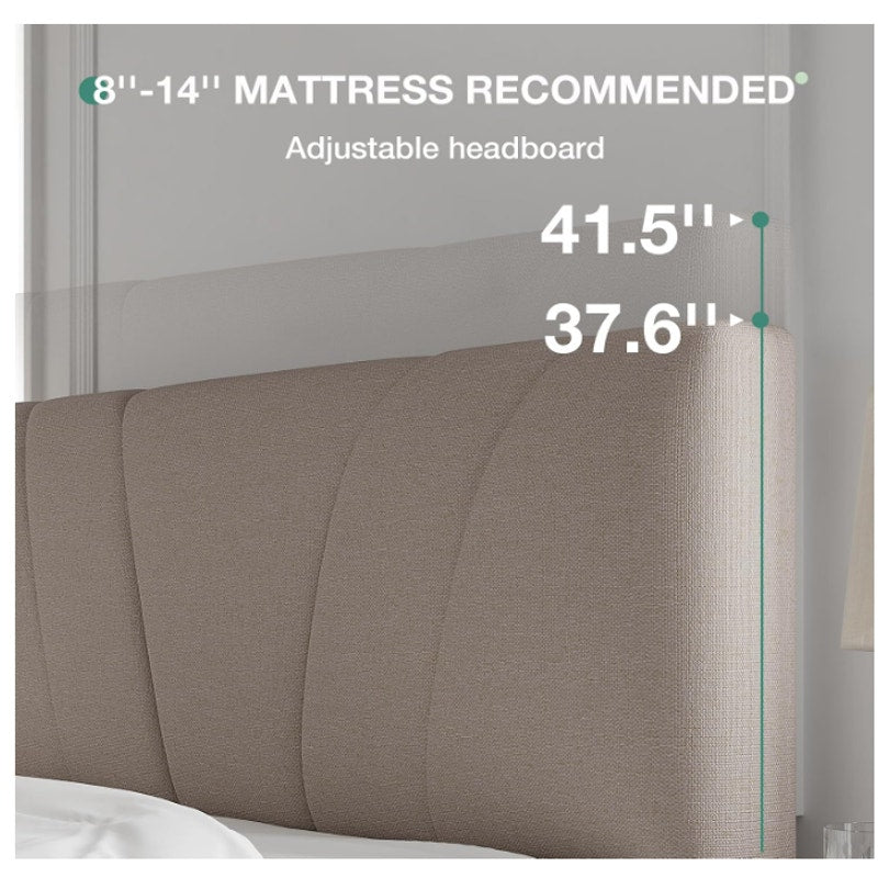 Novilla Queen Bed Frame with Headboard, Bed Frame Queen Size with Wood Slats Support