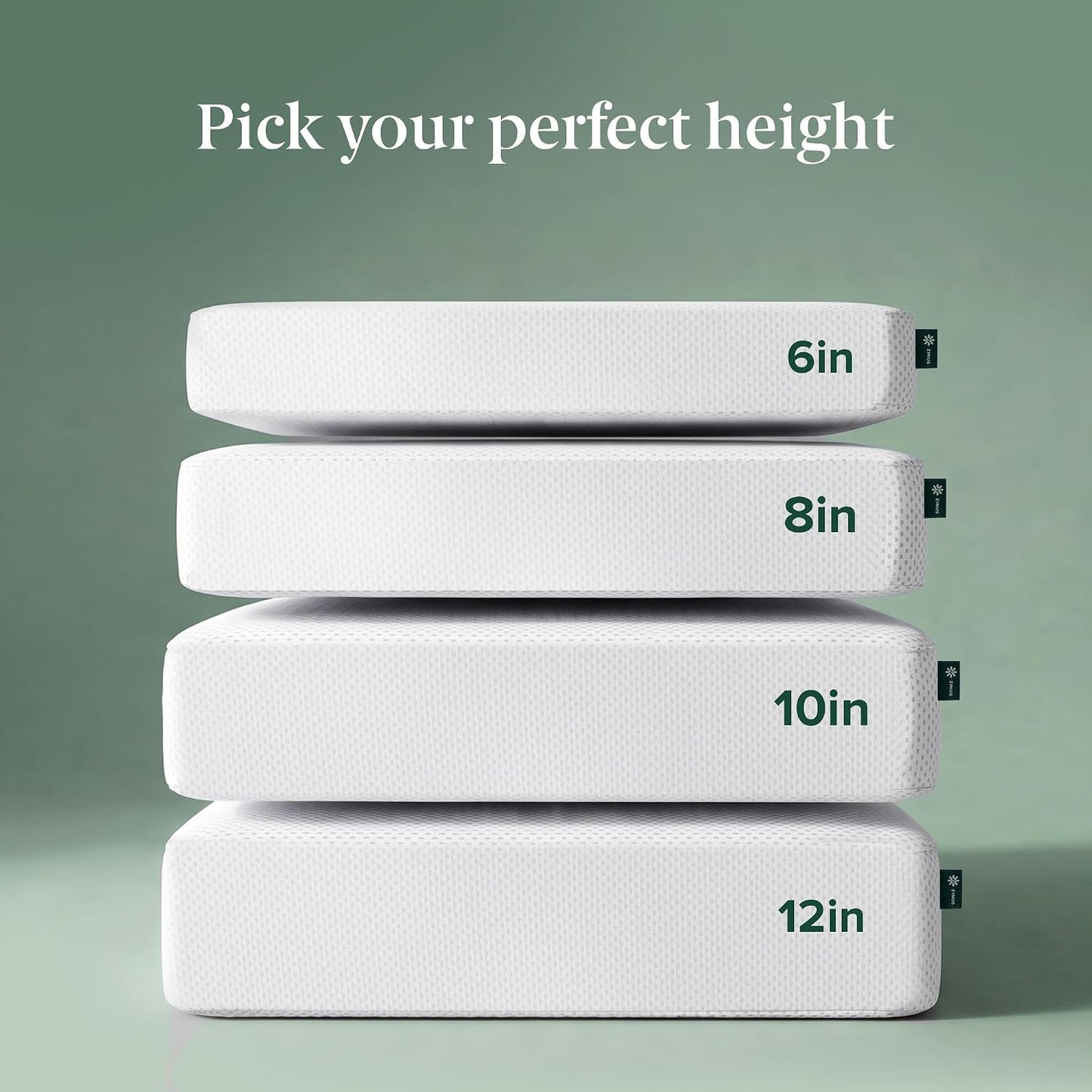 Queen Zinus 10 In Green Tea Cooling Memory Foam Mattress, Fiberglass Free, Medium Firmness,in A Box