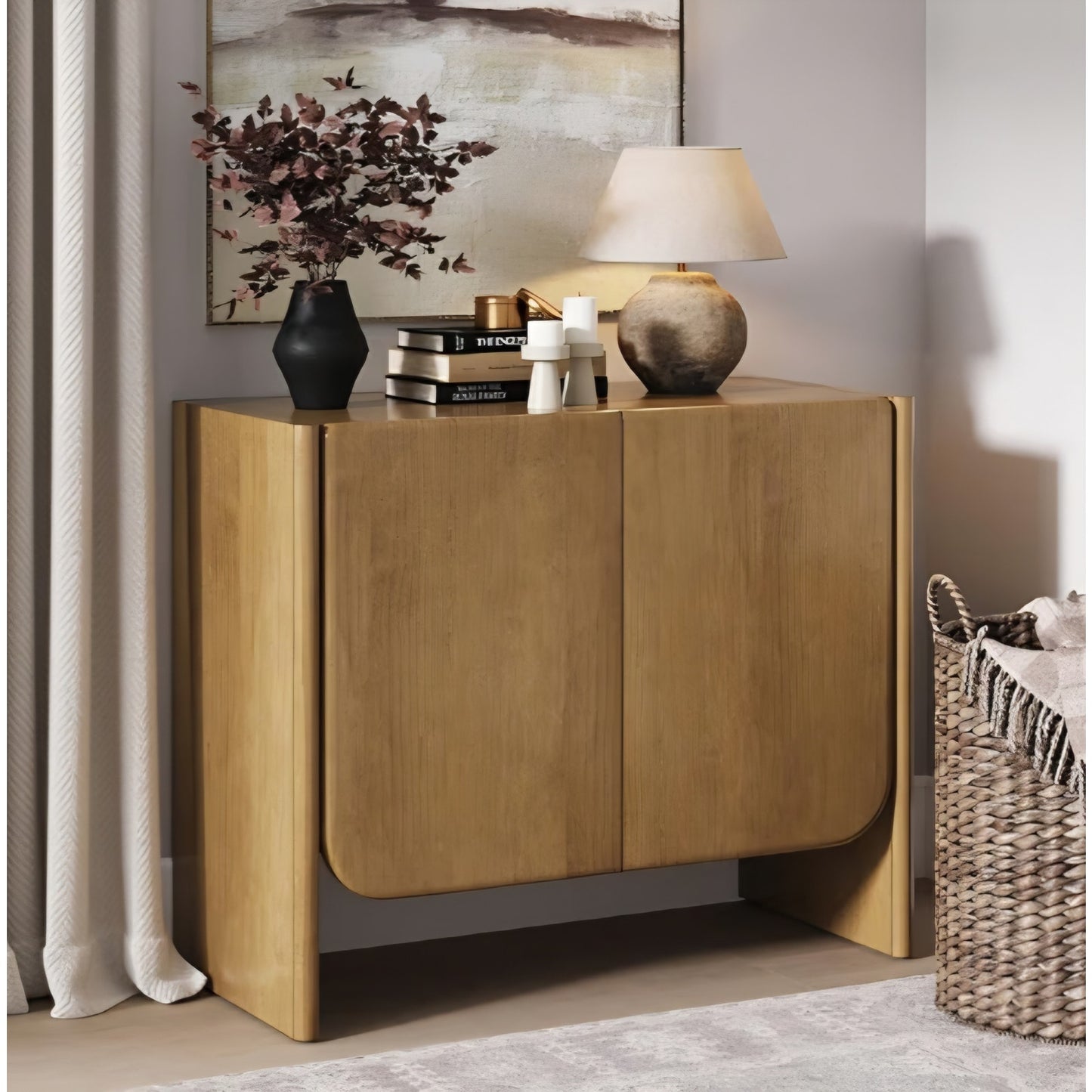 Nathan James Jacala Mid Century Modern Entryway Storage Cabinet with Doors