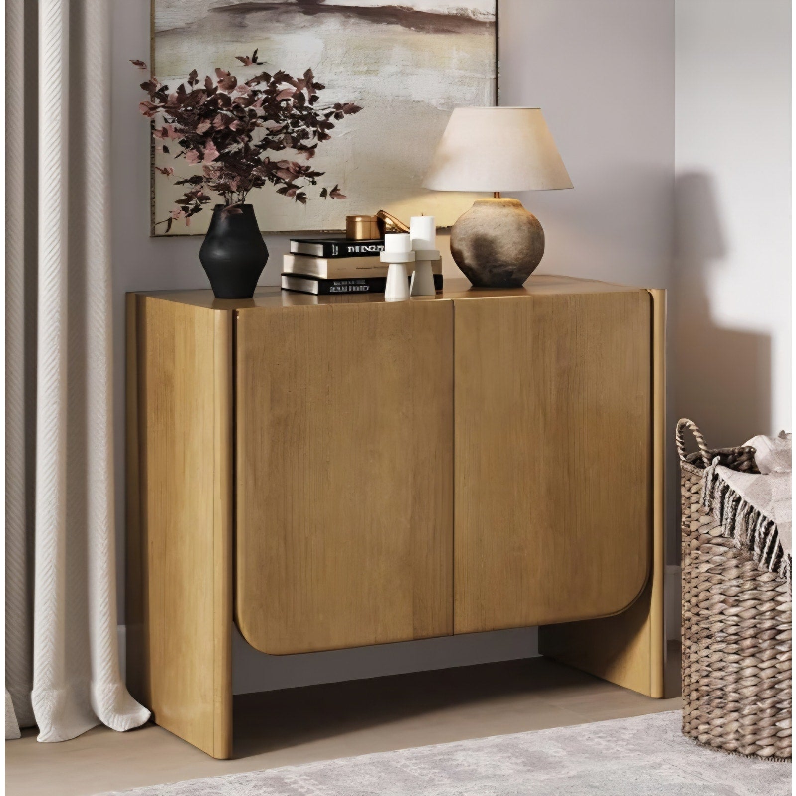 Nathan James Jacala Mid Century Modern Entryway Storage Cabinet with Doors