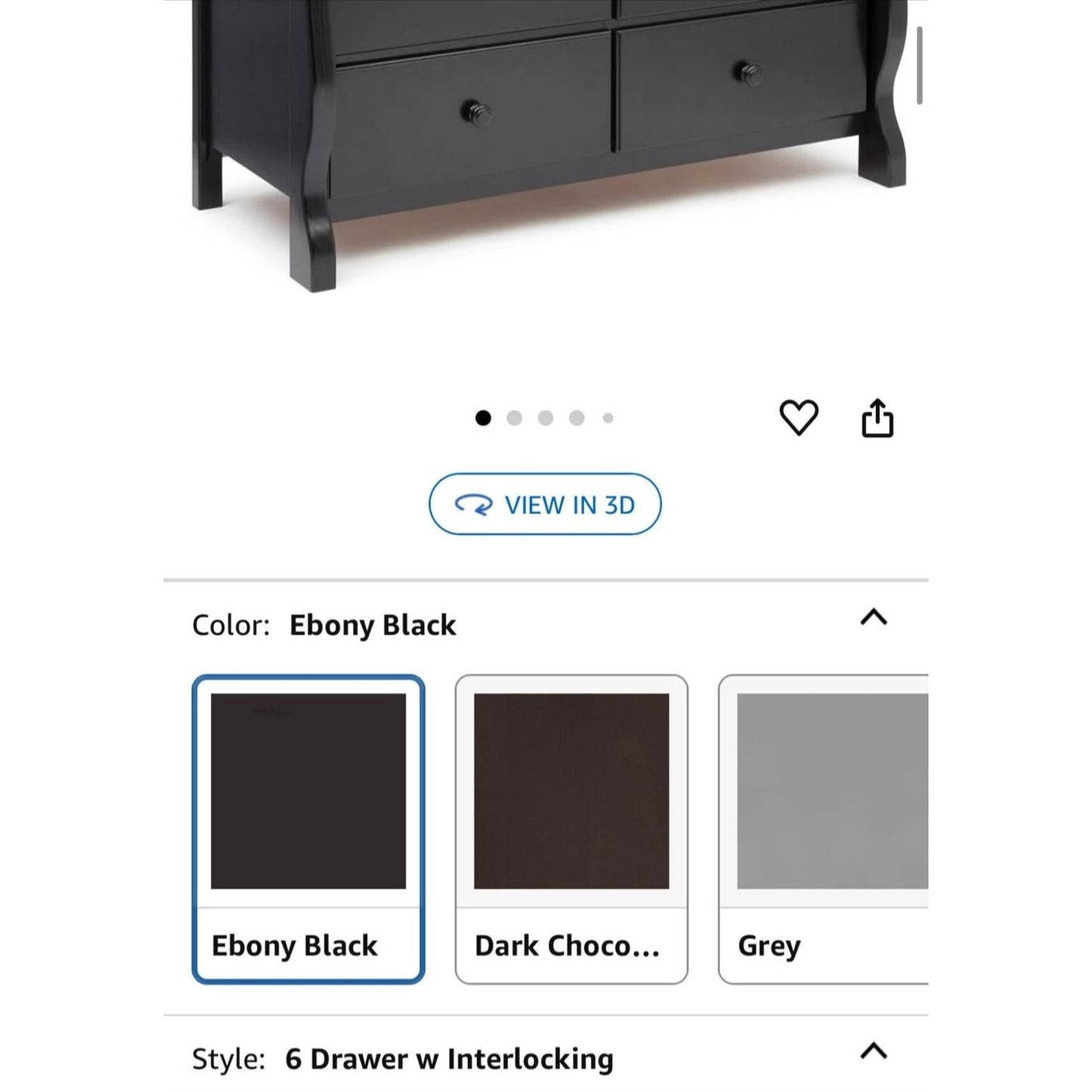 Delta Children Universal 6 Drawer Dresser with Interlocking Drawers, Ebony Black