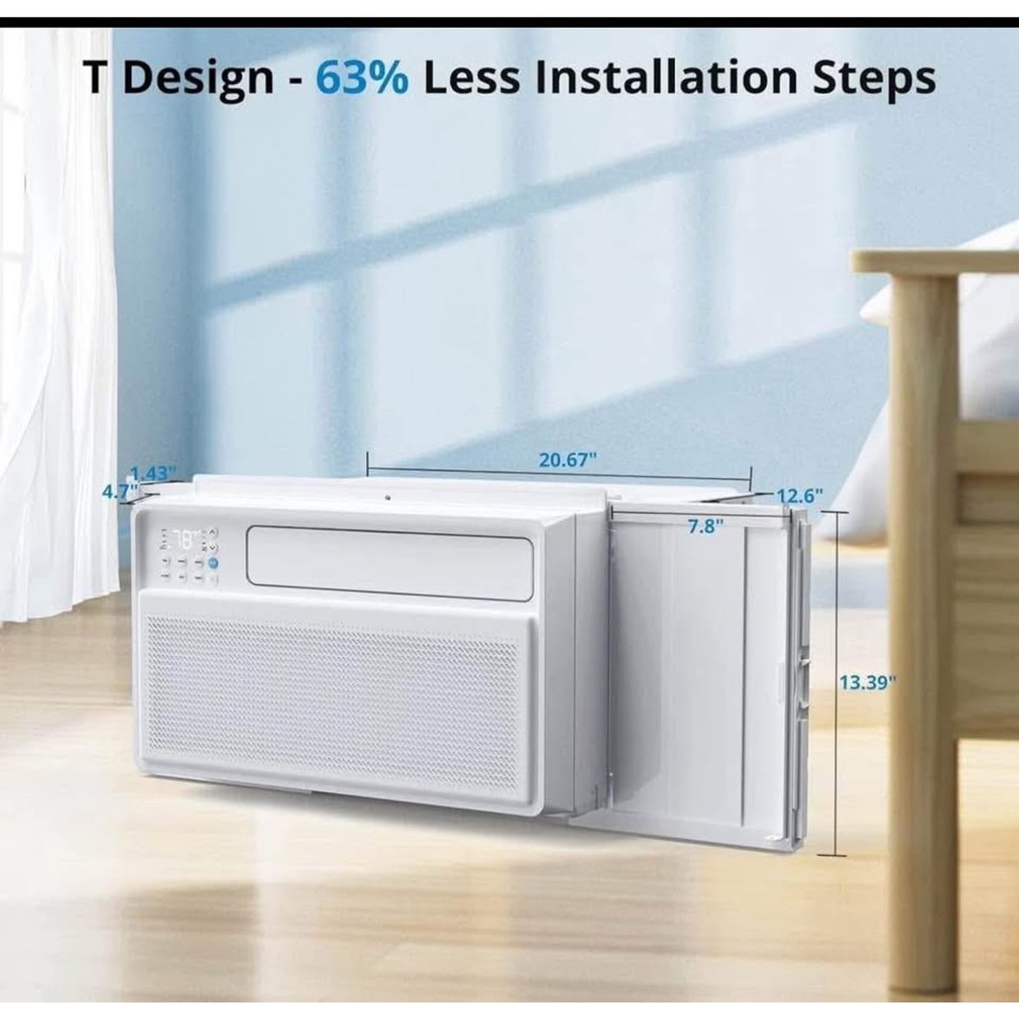 acekool 8000 btu inverter smart window air conditioner, window ac unit with remote/app control, open