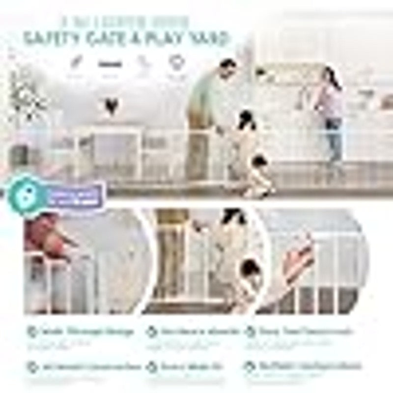 Regalo Safety 50.5-192"Wx28"H, Super Wide Baby Gate, 2-in-1 Convertible Extra Safety Barrier, White