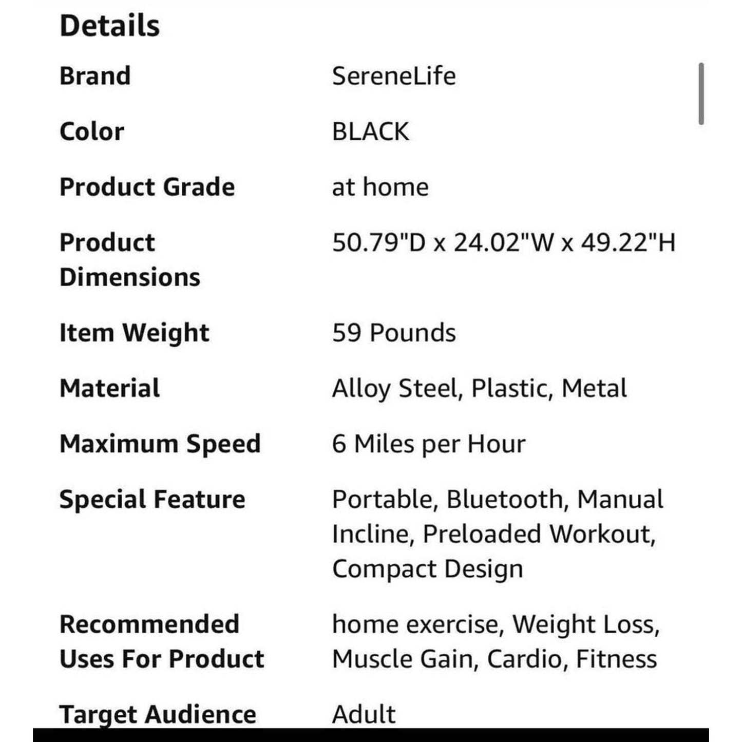 SereneLife Electric Folding Treadmill Exercise Machine - Smart Compact Digital Fitness Treadmill Wor