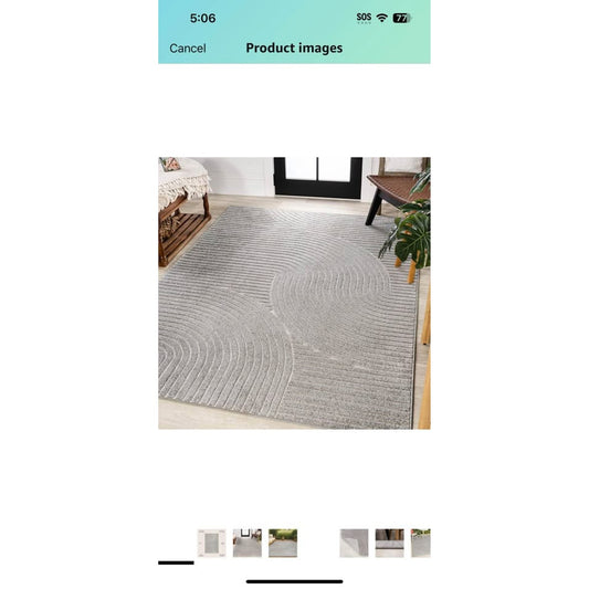 JONATHAN Y SCN100A-5 Skagen High-Low Minimalist Curve Geometric Indoor/Outdoor Area Rug, 5’3”x7’7”