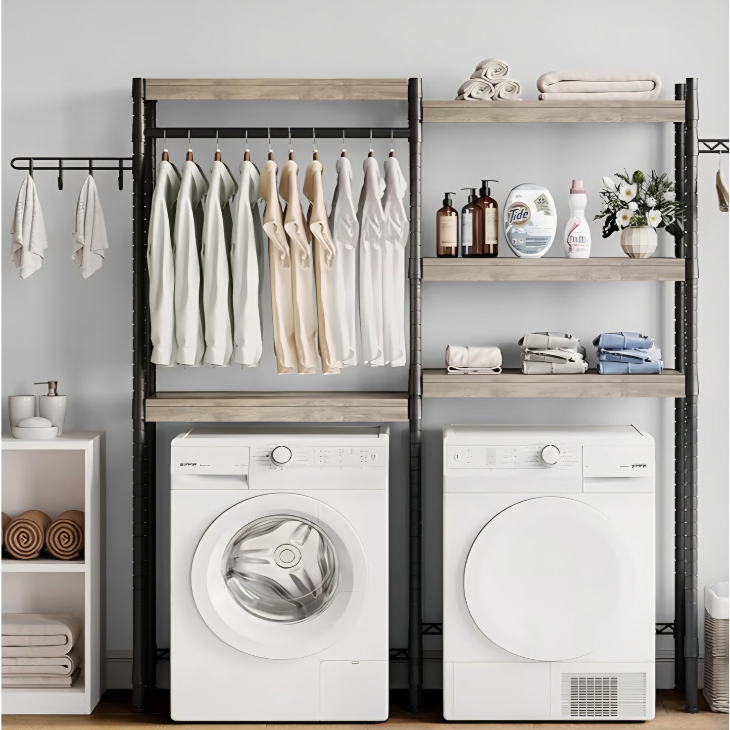 Laundry Room Organization and Storage,5 Tier Wood