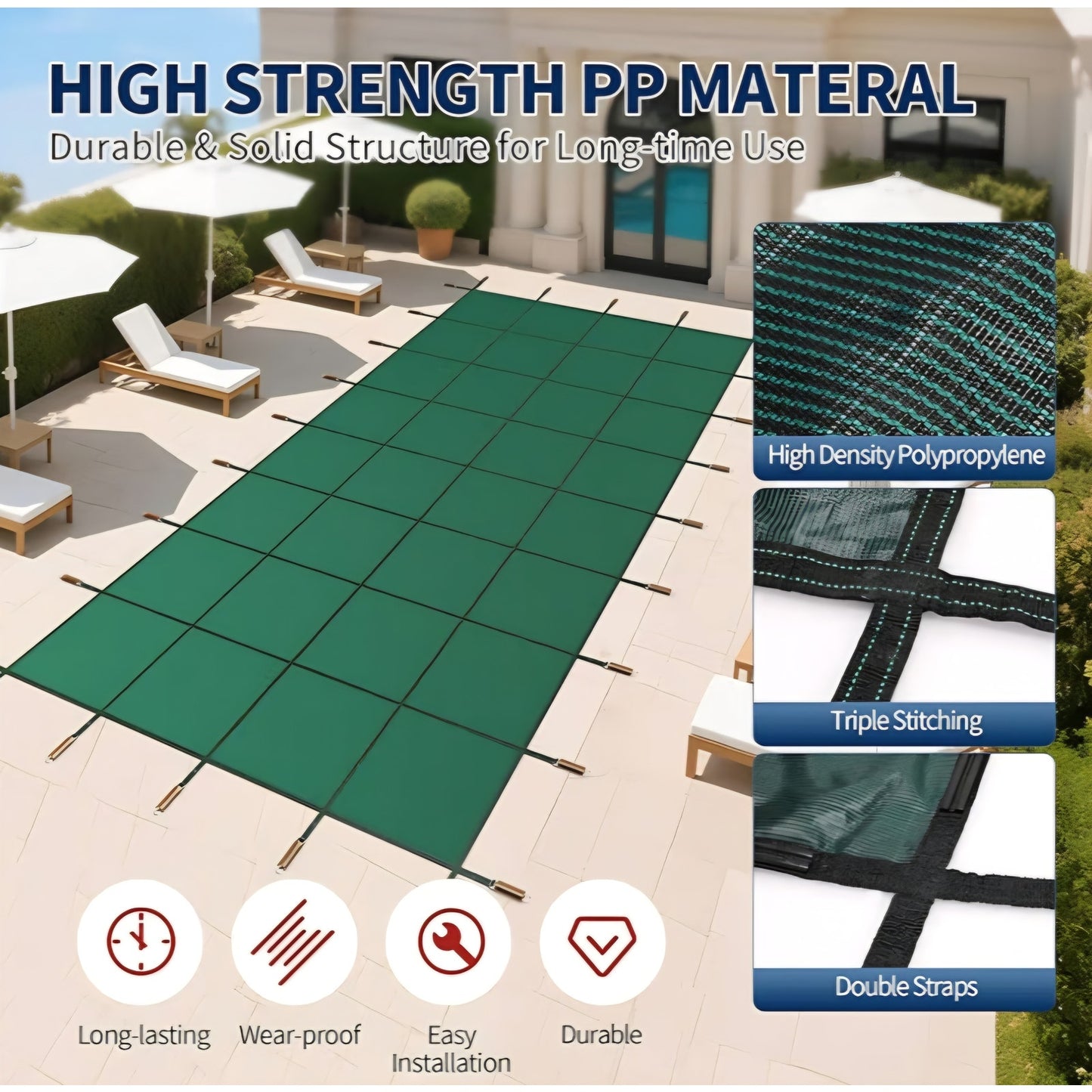 Inground Pool Safety Cover,Heavy-Duty Winter Safety Cover for Inground Swimming Pools