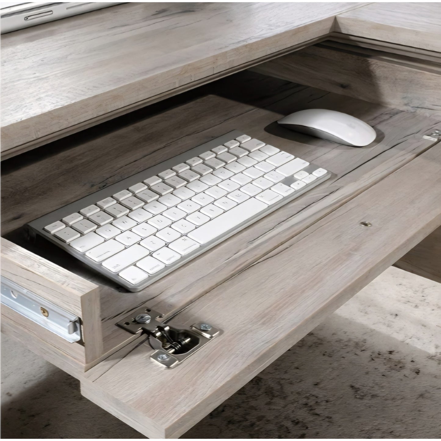 Sauder Palladia L Shaped Desk with Drawers, Office Desk with File Cabinet Storage Split Oak finish